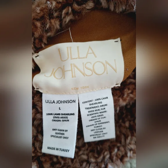 NWOT ULLA JOHNSON Rosetta Belted Shearling Coat Brown Sz L Org $4,330 - Picture 11 of 12